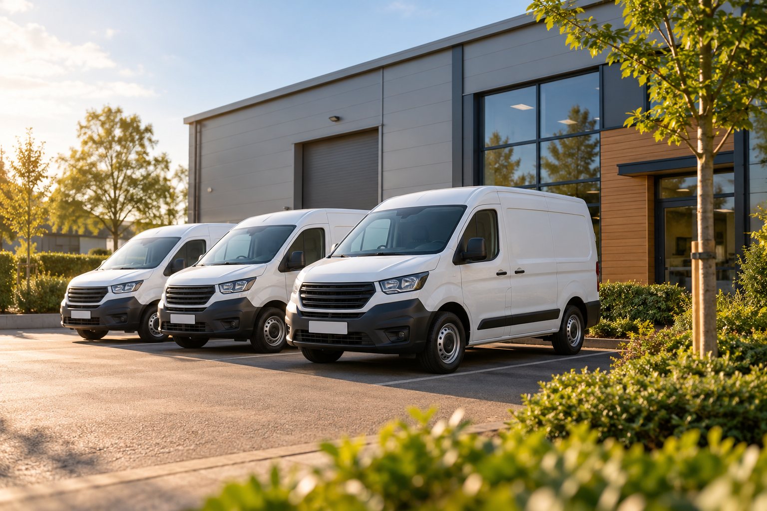 Illustrative image: Commercial vans outside a business unit