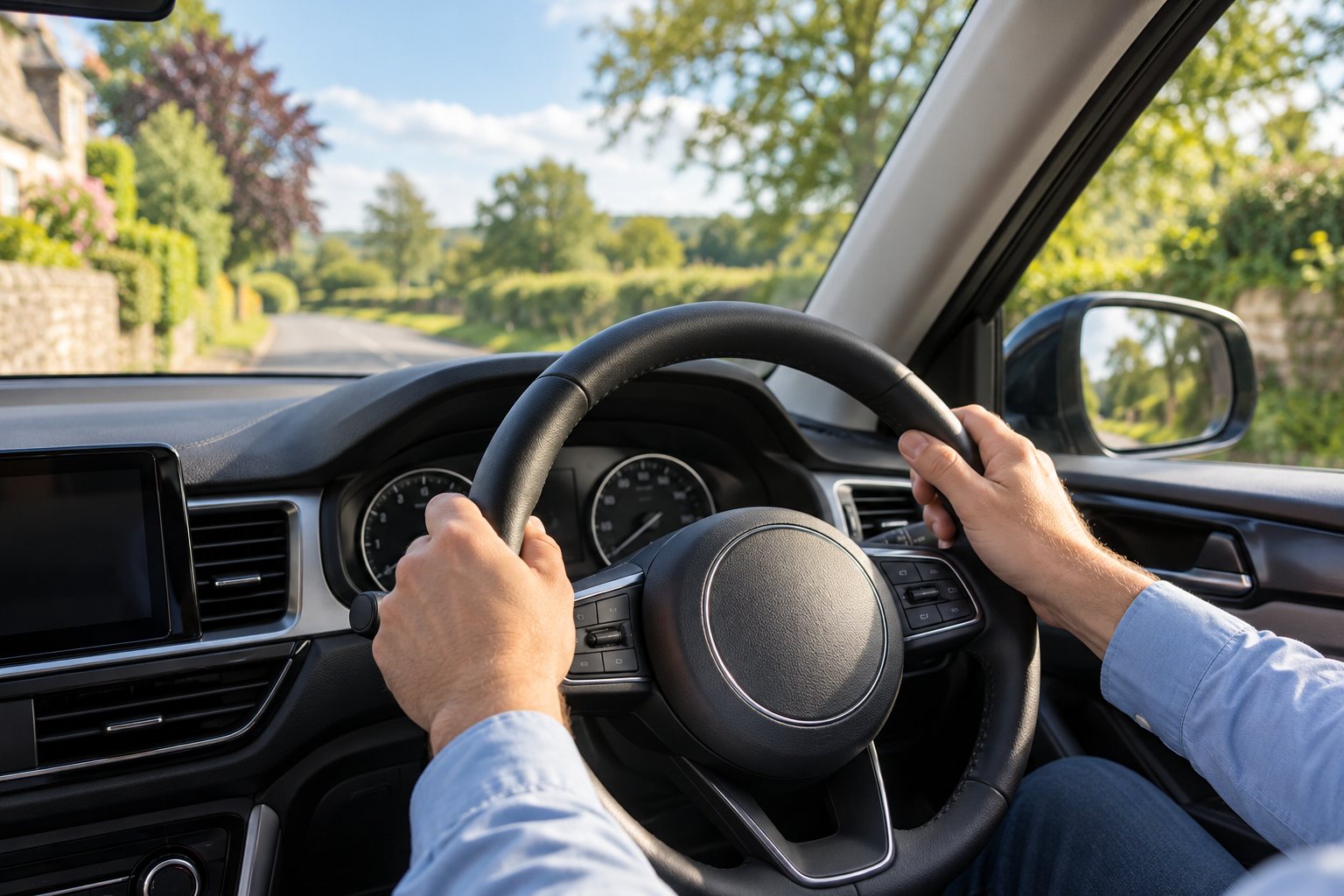 Illustrative image of a driver in a parked vehicle