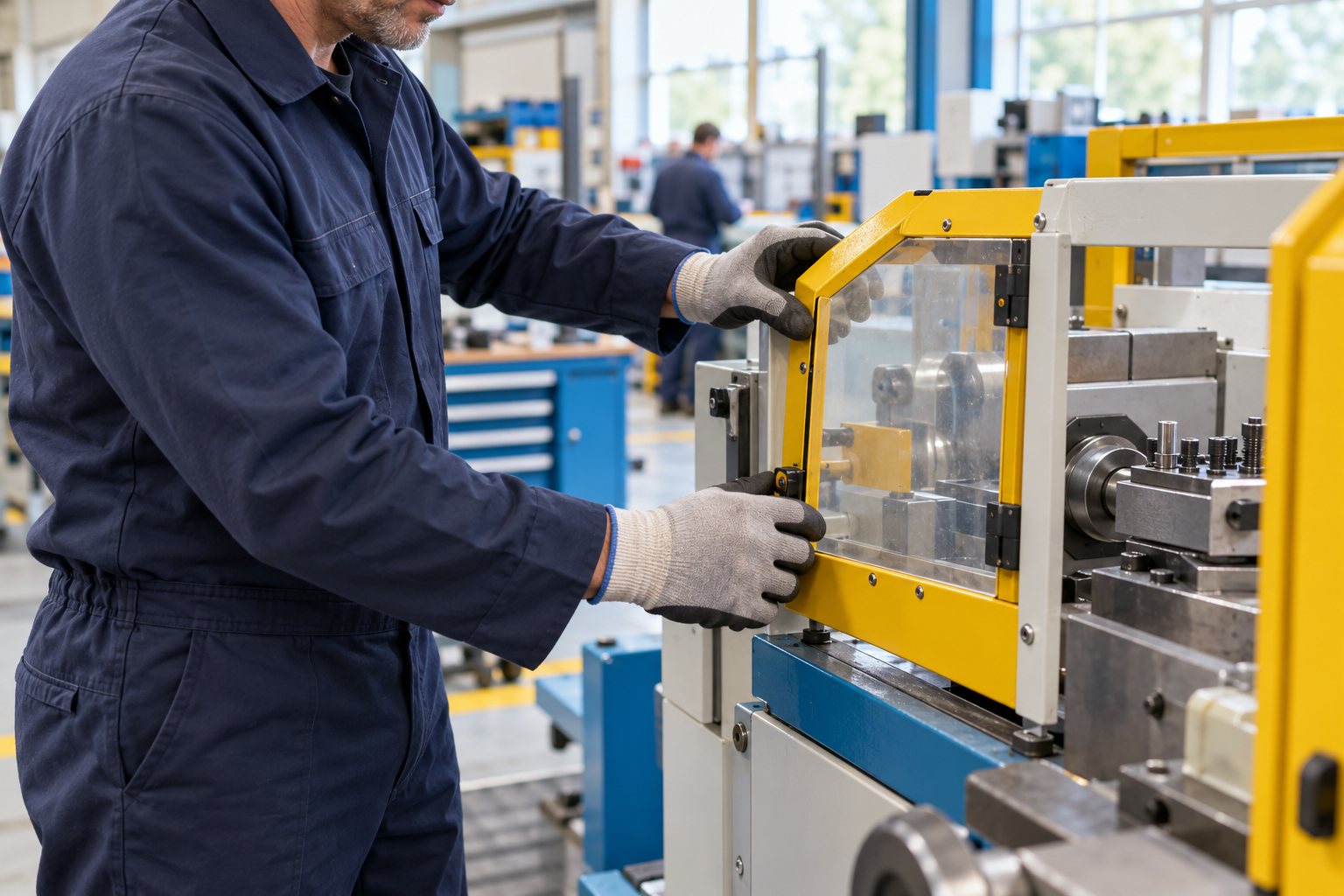 Illustrative image: A worker checking equipment in a workshop